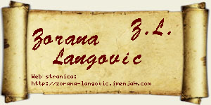 Zorana Langović vizit kartica